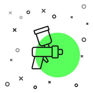 Beyaz arkaplanda siyah çizgi boyalı sprey tabanca ikonu var. Vektör