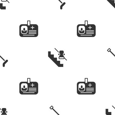 Baston bastonu, engelli asansör ve kimlik kartı ayarlayın. Vektör