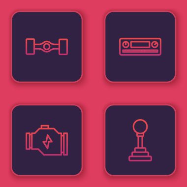 Chassis aracını ayarla, motoru, araba sesini ve vitesi kontrol et. Mavi kare düğme. Vektör