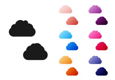 Siyah Bulut simgesi beyaz arkaplanda izole edildi. Simgeleri renklendirin. Vektör