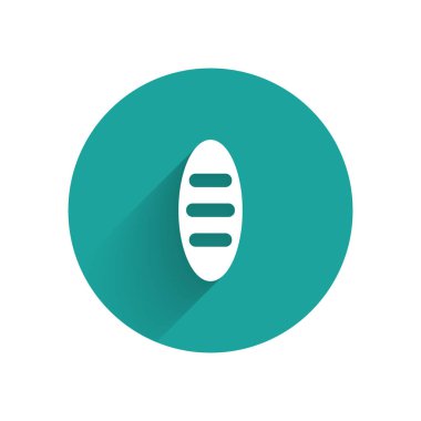 Uzun gölgeli beyaz ekmek simgesi. Yeşil daire düğmesi. Vektör