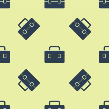 Mavi Araç Kutusu simgesi sarı arkaplanda pürüzsüz desen izole etti. Alet kutusu tabelası. Vektör
