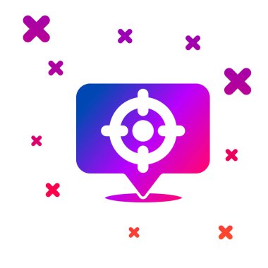 Renkli Hedef spor simgesi beyaz arkaplanda izole edildi. Atış mesafesi ya da atış mesafesi için sayıları olan temiz bir hedef. Kademeli rastgele dinamik şekiller. Vektör