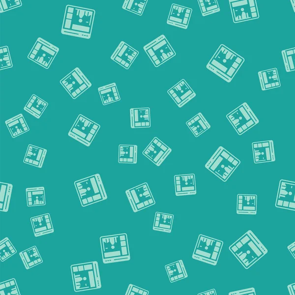 Borsa büyüme grafikleri ve para ikonu olan yeşil web sitesi yeşil arka planda izole edilmiş pürüzsüz desen. Ekranda ok grafikleri olan bir monitör. Vektör