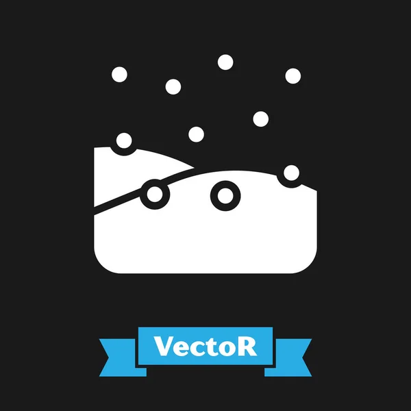 Белый снегопад значок изолирован на черном фоне. Снег падает снежинки Рождество Новый год. С Рождеством и Новым годом. Вектор — стоковый вектор