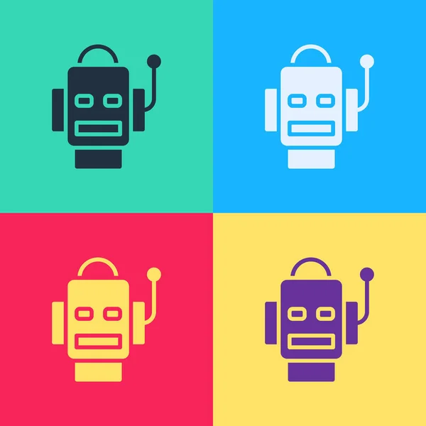 Pop konst robot ikon isolerad på färg bakgrund. Artificiell intelligens, maskininlärning, datormoln. Vektor — Stock vektor