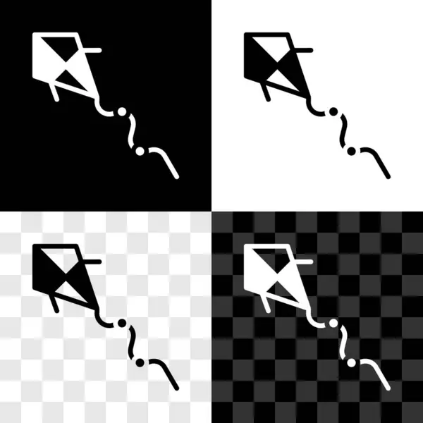 黒と白、透明の背景に分離カイトアイコンを設定します。ベクトル — ストックベクタ