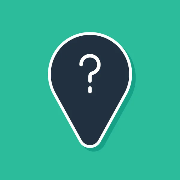 Niebieska Nieznana ikona punktu trasy izolowana na zielonym tle. Nawigacja, wskaźnik, lokalizacja, mapa, GPS, kierunek, koncepcja wyszukiwania. Wektor — Wektor stockowy