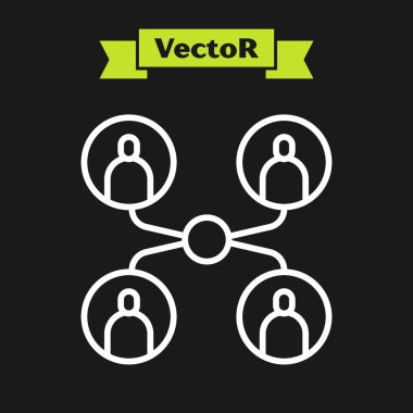 Siyah arkaplanda beyaz çizgi çevrimiçi sınıf simgesi izole edildi. Çevrimiçi eğitim kavramı. Vektör İllüstrasyonu