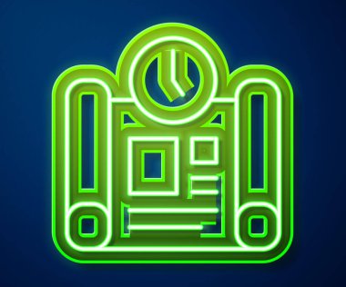 Parlayan neon hattı İş Planı zaman çizelgesi simgesi mavi arkaplanda izole edildi. Vektör