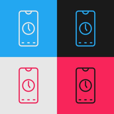 Pop sanat hattı alarmı uygulaması akıllı telefon arayüzü simgesi renk arkaplanında izole edildi. Vektör