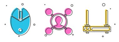 Bilgisayar oyunu, Paylaş ve Yönlendir ve Wi-Fi sinyal simgesini ayarla. Vektör