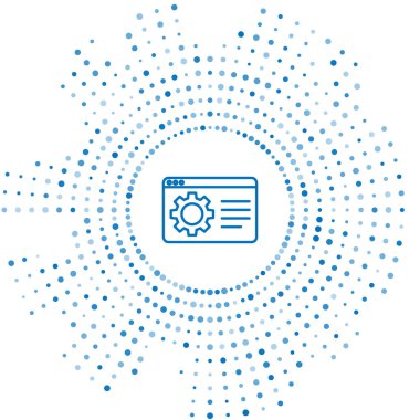 Mavi çizgi Tarayıcı ayarı simgesi beyaz arkaplanda izole edildi. Ayarlama, servis, bakım, onarım, onarım. Soyut çember rastgele noktalar. Vektör.