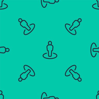 Mavi çizgi haritası, yeşil arkaplanda izole edilmiş bir insan simgesi silueti var. GPS konum sembolü. Vektör.