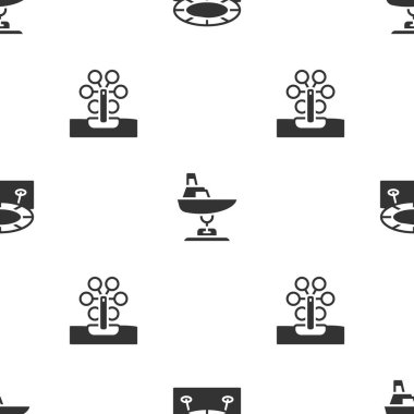 Zıplayan trambolini, sallanan tekneyi ve dönme dolabı kusursuz şekilde ayarla. Vektör