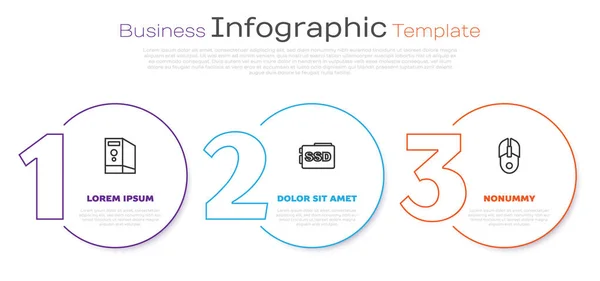 Set Line Case Computer Ssd Card Computer Mouse Business Infographic — Vetor de Stock