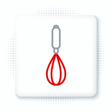 Line Kitchen çırpma simgesi beyaz arkaplanda izole edildi. Mutfak aletleri, yumurta çırpıcı. Çatal bıçak seti. Yemek karışımı sembolü. Renkli taslak konsepti. Vektör