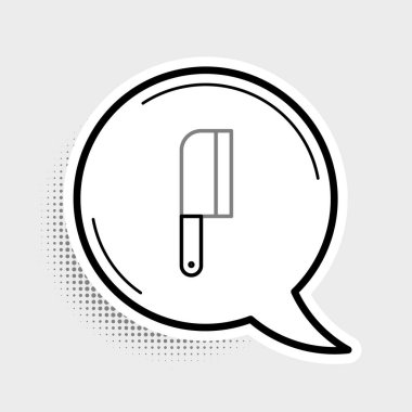 Line Meat helikopter simgesi gri arkaplanda izole edildi. Et için mutfak bıçağı. Kasap bıçağı. Renkli taslak konsepti. Vektör