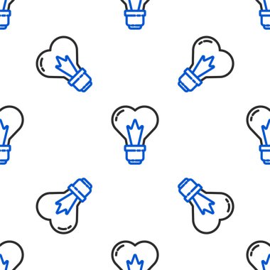 Ampul simgesinde çizgi kalp şekli beyaz arka planda izole edilmiş. Aşk sembolü. 8 Mart. Uluslararası Mutlu Kadınlar Günü. Renkli taslak konsepti. Vektör