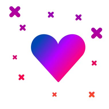 Renk Kalbi simgesi beyaz arkaplanda izole edildi. Romantik sembol, bağlanma, tutku ve düğün. Sevgililer Günü sembolü. Kademeli rastgele dinamik şekiller. Vektör