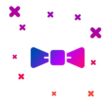 Beyaz arkaplanda izole edilmiş renkli papyon simgesi. Kademeli rastgele dinamik şekiller. Vektör