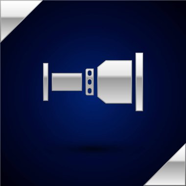 Silver Pipe adapter icon isolated on dark blue background. Plumbing pipeline parts of different shapes. Vector