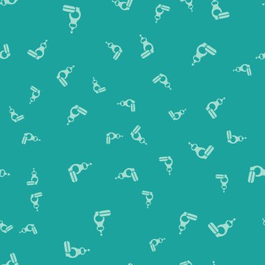 Green Dishwashing liquid bottle icon isolated seamless pattern on green background. Liquid detergent for washing dishes. Vector