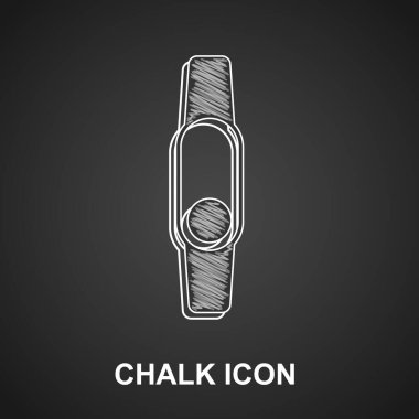 Chalk Smartwatch icon isolated on black background. Fitness App concept. Vector