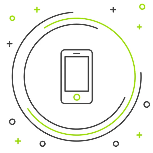Линия Смартфон, значок мобильного телефона изолирован на белом фоне. Красочная концепция контура. Вектор — стоковый вектор
