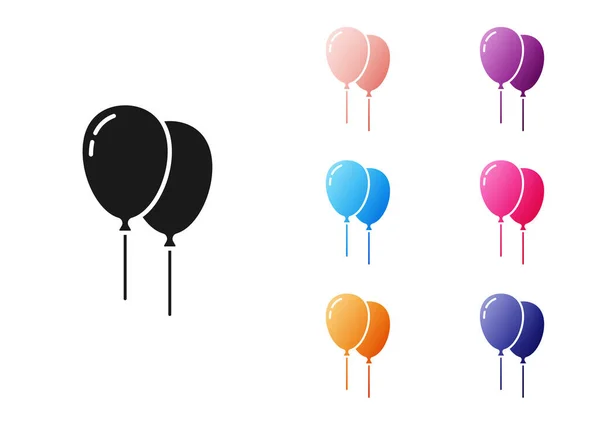 Schwarze Luftballons mit Schleifensymbol isoliert auf weißem Hintergrund. Frohe Ostern. Setzen Sie Symbole bunt. Vektor — Stockvektor