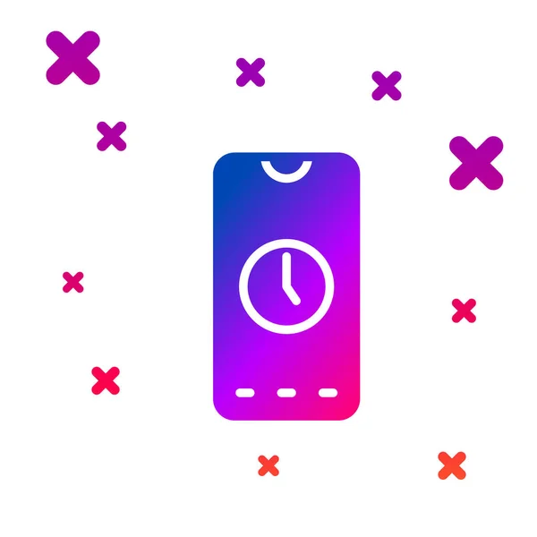 Color Alarm clock app smartphone interface icon isolated on white background. Gradient random dynamic shapes. Vector — Stock vektor