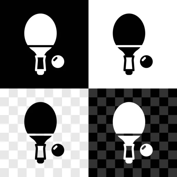Set Racket for playing table tennis icon isolated on black and white, transparent background. Vector —  Vetores de Stock