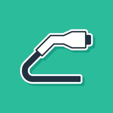 Blue Electrical cable plug charging icon isolated on green background. Renewable eco technologies. Vector