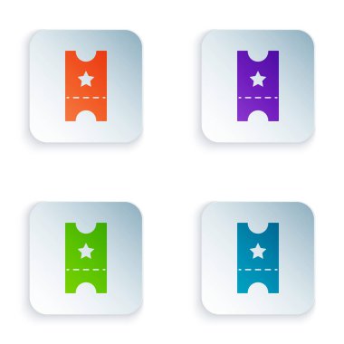 Color Baseball ticket icon isolated on white background. Set colorful icons in square buttons. Vector