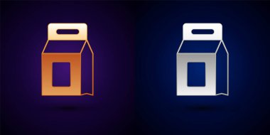 Siyah arkaplanda izole edilmiş otomatik çamaşır makinesi ikonu için altın ve gümüş deterjan. Vektör