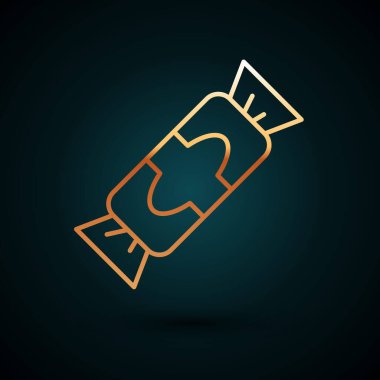 Gold line Candy icon isolated on dark blue background. Merry Christmas and Happy New Year. Vector