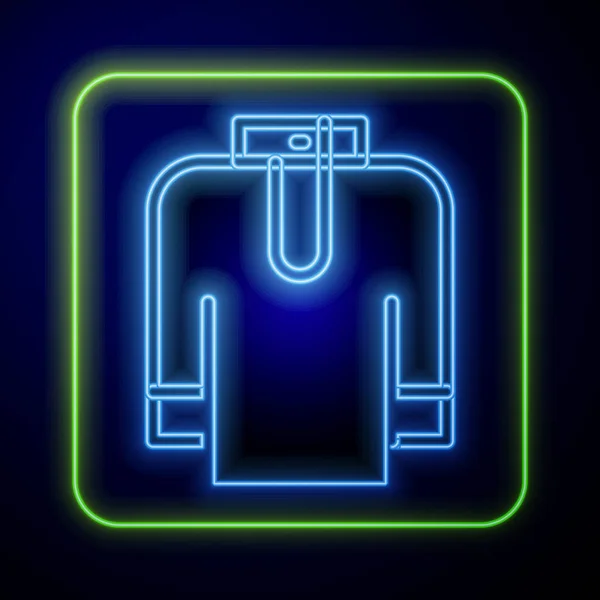 Glowing neon Shirt kurta icon isolated on blue background. Vector — Archivo Imágenes Vectoriales