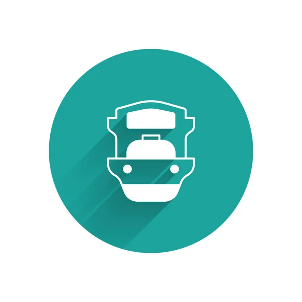 White Oil tanker ship icon isolated with long shadow background. Green circle button. Vector — Vector de stock