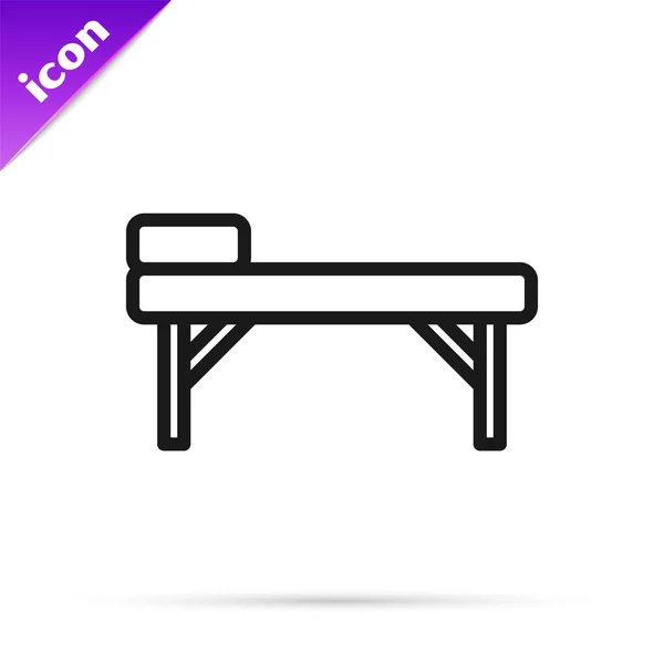 Czarna linia Masaż tabeli ikona izolowane na białym tle. Wektor — Wektor stockowy
