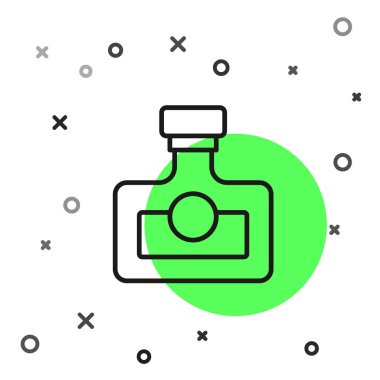 Siyah çizgili alkol, beyaz arka planda izole edilmiş rom şişesi ikonu. Vektör