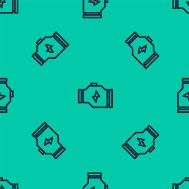 Mavi çizgi, motor simgesini kontrol et, yeşil arkaplandaki kusursuz deseni izole et. Vektör