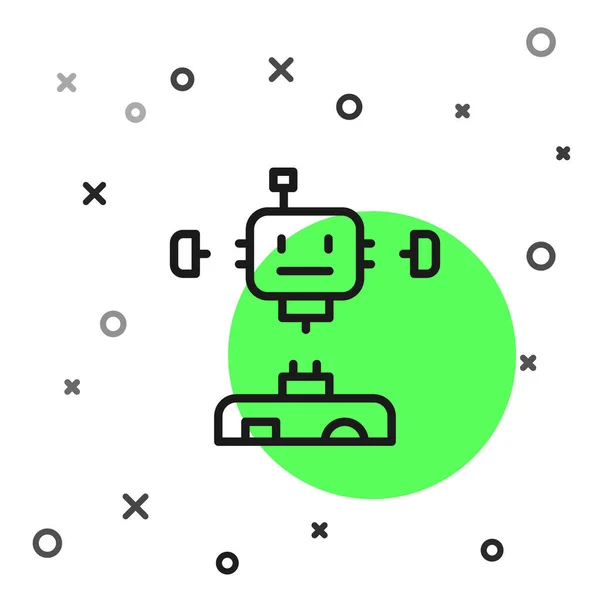 Línea negra Icono robot desmontado aislado sobre fondo blanco. Inteligencia artificial, aprendizaje automático, computación en nube. Vector — Archivo Imágenes Vectoriales