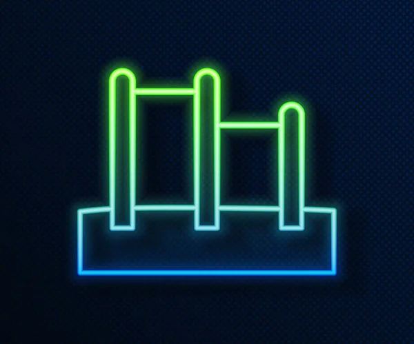 Icono de barra horizontal Sport de línea de neón brillante aislado sobre fondo azul. Vector — Archivo Imágenes Vectoriales