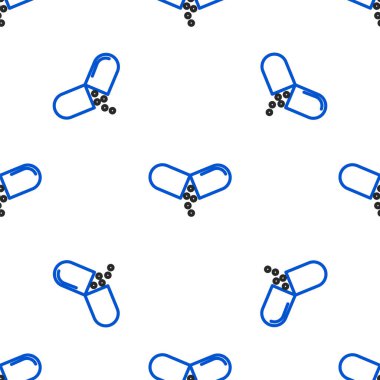 Hat ilacı veya tablet ikonu beyaz arka planda izole edilmiş kusursuz desen. Kapsül hapı ve uyuşturucu işareti. Eczane tasarımı. Renkli taslak konsepti. Vektör