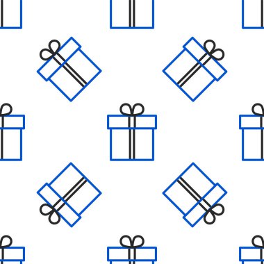 Satır Hediye kutusu simgesi beyaz arkaplanda izole edilmiş kusursuz desen. Renkli taslak konsepti. Vektör