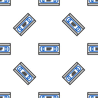 Hat VHS video kaset simgesi beyaz arkaplanda izole edilmiş. Renkli taslak konsepti. Vektör