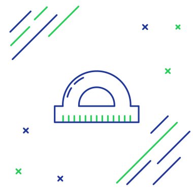 Beyaz arkaplanda izole edilmiş derece simgesini ölçmek için çizgi açıcı ızgarası. Eğim ölçer. Ölçme aleti. Geometrik sembol. Renkli taslak konsepti. Vektör