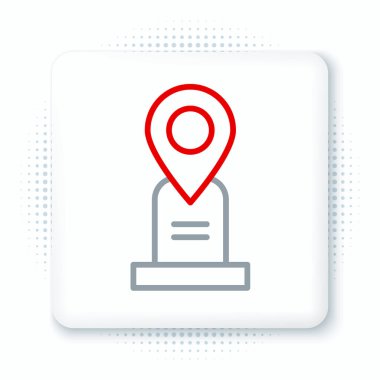 Çizgi konumu mezar simgesi beyaz arkaplanda izole edildi. Renkli taslak konsepti. Vektör