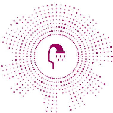 Mor evcil hayvan duş ikonu beyaz arka planda izole edilmiş. Soyut çember rastgele noktalar. Vektör