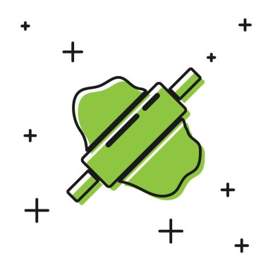 Beyaz arka planda izole edilmiş hamur ikonu üzerinde siyah yuvarlanan pin. Vektör